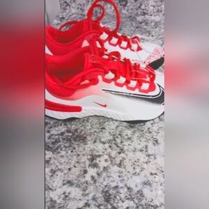 Kids Red and White Nike Elite Sneakers